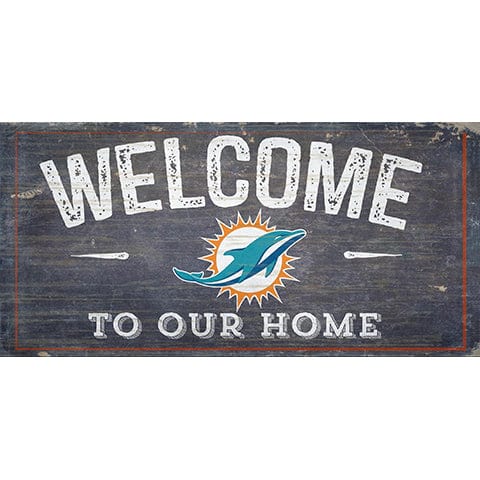 Fan Creations 6x12 Horizontal Miami Dolphins Welcome Distressed 6 x 12