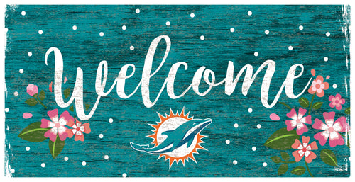 Fan Creations 6x12 Horizontal Miami Dolphins Welcome Floral 6x12 Sign