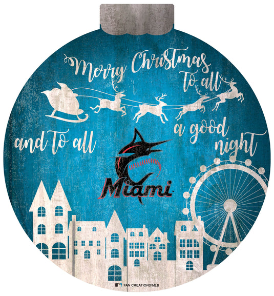 Fan Creations Holiday Home Decor Miami Marlins Christmas Village 12in