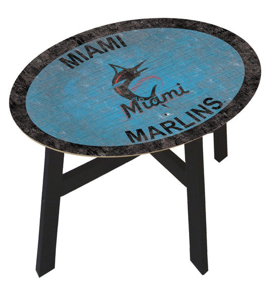 Fan Creations Home Decor Miami Marlins  Distressed Side Table With Team Colors