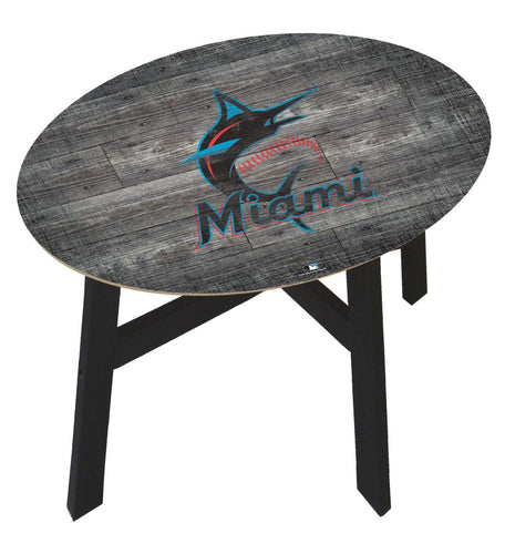 Fan Creations Home Decor Miami Marlins  Distressed Wood Side Table