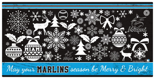 Fan Creations Holiday Home Decor Miami Marlins Merry and Bright 6x12