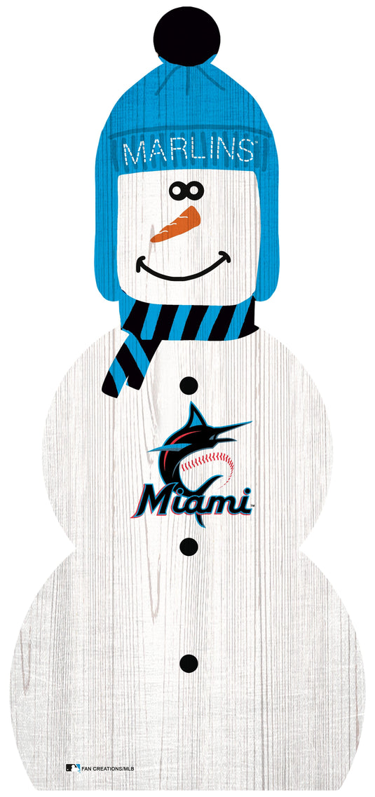 Fan Creations Holiday Home Decor Miami Marlins Snowman 31in Leaner