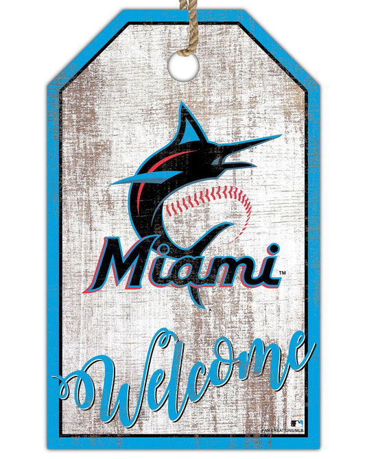 Fan Creations Holiday Home Decor Miami Marlins Welcome 11x19 Tag