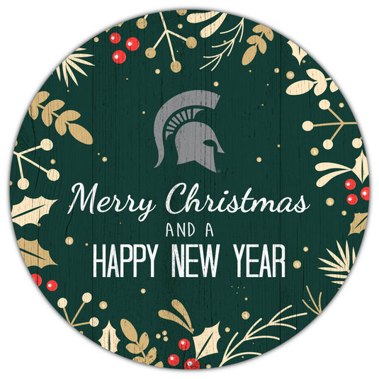 Fan Creations Holiday Home Decor Michigan State Merry Christmas & Happy New Years 12in Circle