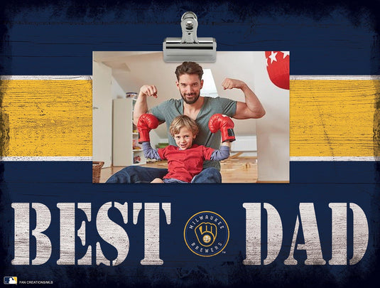 Fan Creations Desktop Stand Milwaukee Brewers Best Dad With Stripe Clip Frame