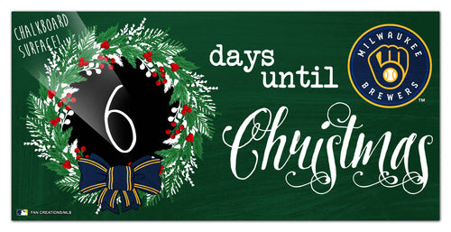 Fan Creations Holiday Home Decor Milwaukee Brewers Chalk Christmas Countdown 6x12