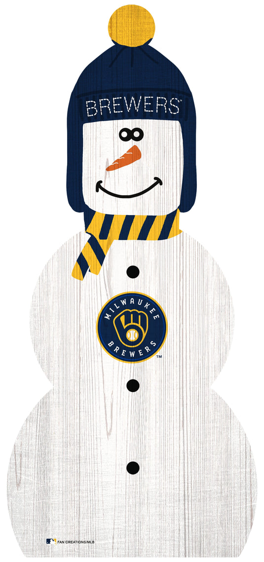 Fan Creations Holiday Home Decor Milwaukee Brewers Snowman 31in Leaner
