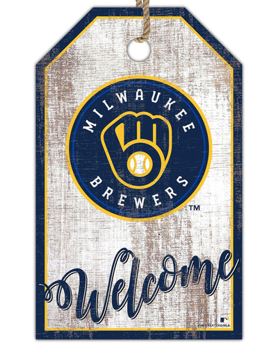 Fan Creations Holiday Home Decor Milwaukee Brewers Welcome 11x19 Tag