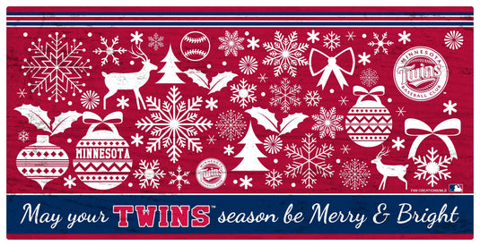 Fan Creations Holiday Home Decor Minnesota Twins Merry and Bright 6x12