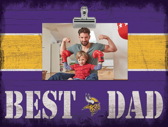 Fan Creations Desktop Stand Minnesota Vikings Best Dad With Stripe Clip Frame