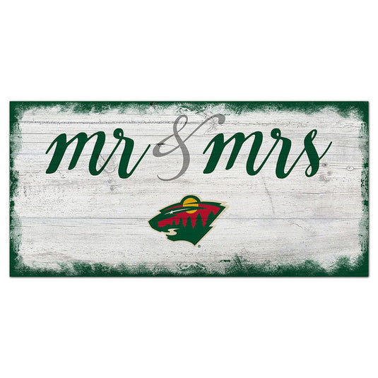 Fan Creations 6x12 Horizontal Minnesota Wild Script Mr & Mrs 6x12 Sign