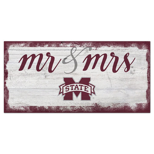 Fan Creations 6x12 Horizontal Mississippi State University Script Mr & Mrs 6x12 Sign