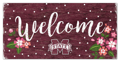 Fan Creations 6x12 Horizontal Mississippi State University Welcome Floral 6x12 Sign