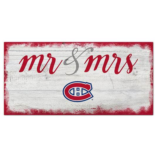 Fan Creations 6x12 Horizontal Montreal Canadiens Script Mr & Mrs 6x12 Sign