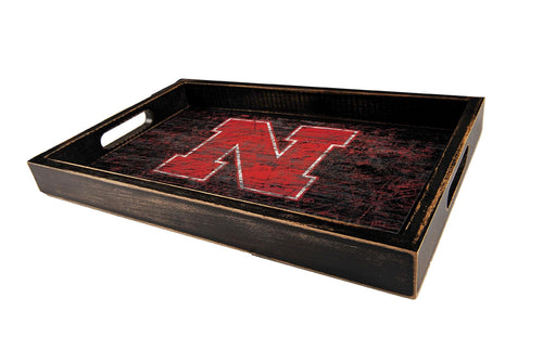 Fan Creations Home Decor Nebraska  Distressed Team Tray With Team Colors