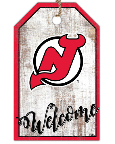 Fan Creations Holiday Home Decor New Jersey Devils Welcome 11x19 Tag