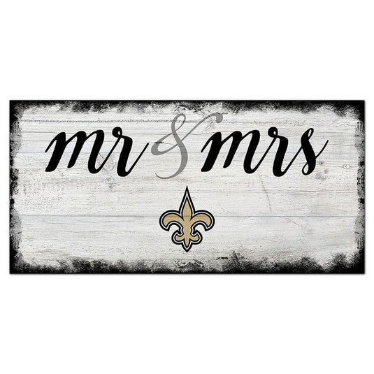 Fan Creations 6x12 Horizontal New Orleans Saints Script Mr & Mrs 6x12 Sign
