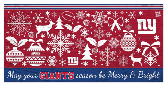 Fan Creations Holiday Home Decor New York Giants Merry and Bright 6x12