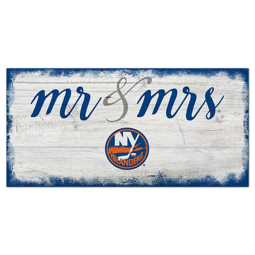 Fan Creations 6x12 Horizontal New York Islanders Script Mr & Mrs 6x12 Sign