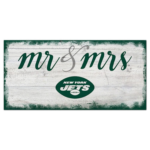 Fan Creations 6x12 Horizontal New York Jets Script Mr & Mrs 6x12 Sign