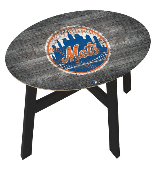 Fan Creations Home Decor New York Mets  Distressed Wood Side Table