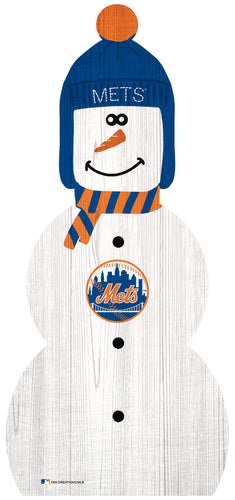 Fan Creations Holiday Home Decor New York Mets Snowman 31in Leaner