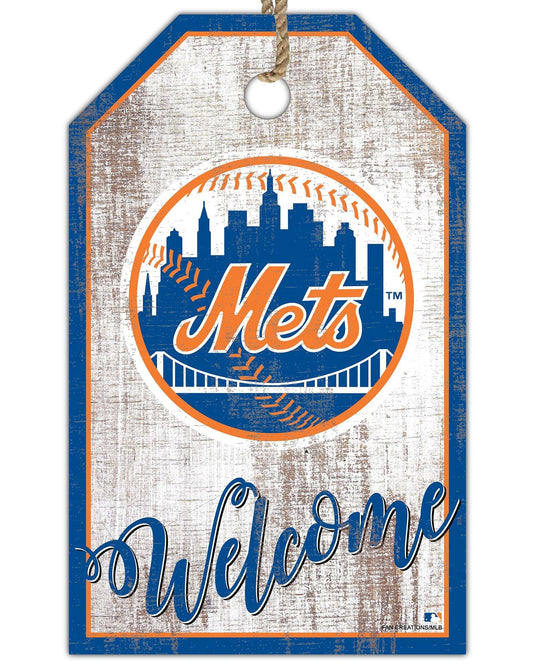 Fan Creations Holiday Home Decor New York Mets Welcome 11x19 Tag