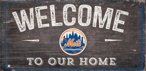 Fan Creations 6x12 Horizontal New York Mets Welcome Floral 6x12 Sign