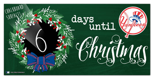 Fan Creations Holiday Home Decor New York Yankees Chalk Christmas Countdown 6x12