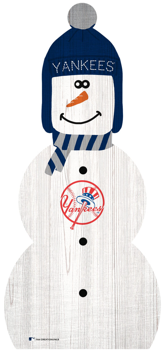 Fan Creations Holiday Home Decor New York Yankees Snowman 31in Leaner