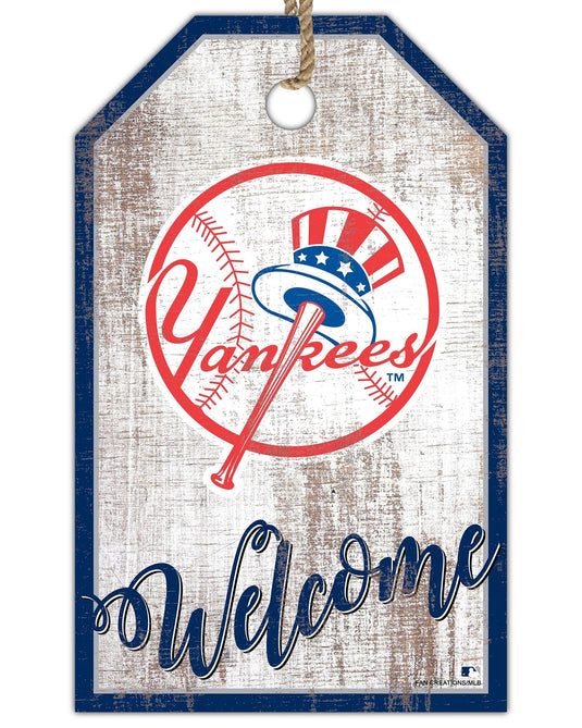 Fan Creations Holiday Home Decor New York Yankees Welcome 11x19 Tag