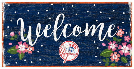 Fan Creations 6x12 Horizontal New York Yankees Welcome Floral 6x12 Sign