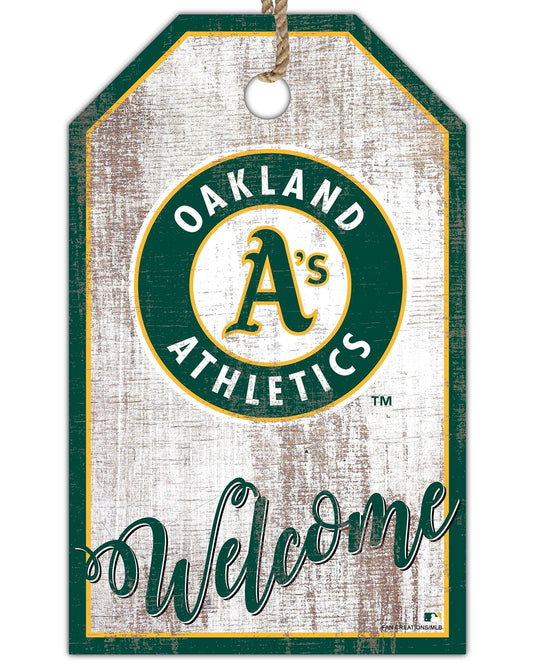 Fan Creations Holiday Home Decor Oakland Athletics Welcome 11x19 Tag