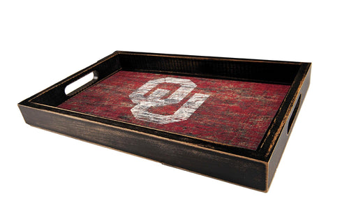 Fan Creations Home Decor Oklahoma  Distressed Team Tray With Team Colors
