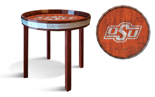 Fan Creations Wall Decor Oklahoma State  Barrel Top Side Table