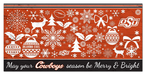 Fan Creations Holiday Home Decor Oklahoma State Merry and Bright 6x12