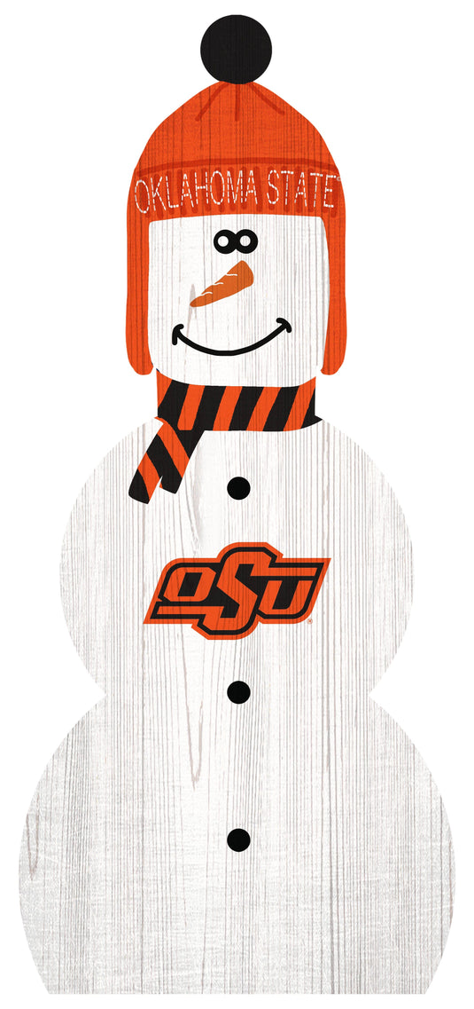 Fan Creations Holiday Home Decor Oklahoma State Snowman 31in Leaner