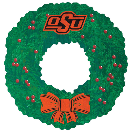 Fan Creations Holiday Home Decor Oklahoma State Team Wreath 16in