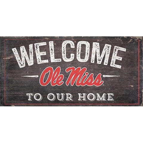 Fan Creations 6x12 Horizontal Ole Miss Welcome Distressed 6 x 12