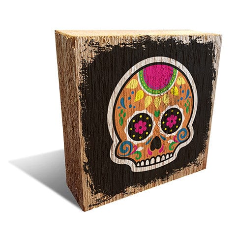 Load image into Gallery viewer, Fan Creations Pet Block Orange Sugar Skull 6x6 Block
