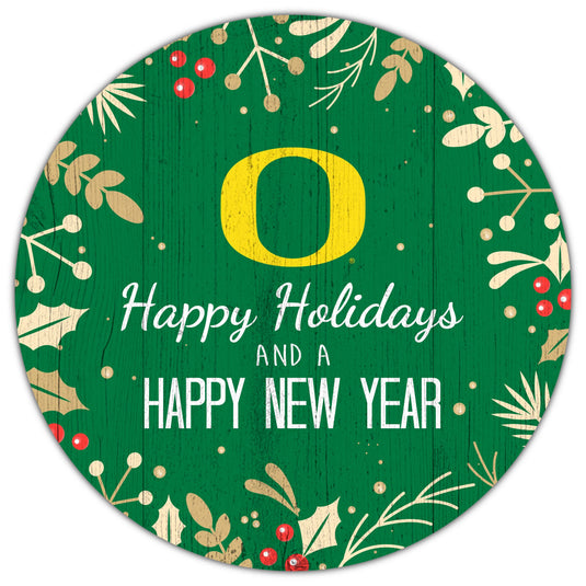 Fan Creations Holiday Home Decor Oregon Merry Christmas & Happy New Years 12in Circle