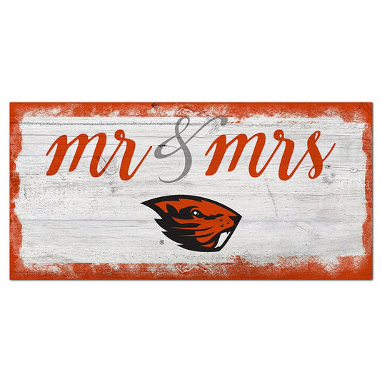 Fan Creations 6x12 Horizontal Oregon State Script Mr & Mrs 6x12 Sign