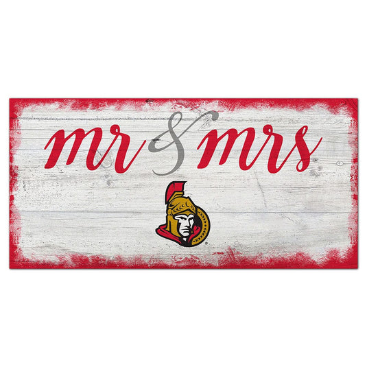 Fan Creations 6x12 Horizontal Ottawa Senators Script Mr & Mrs 6x12 Sign