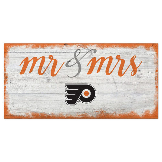 Fan Creations 6x12 Horizontal Philadelphia Flyers Script Mr & Mrs 6x12 Sign