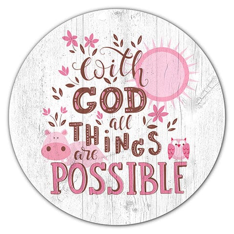 Fan Creations 12" Wall Art Religious Pink With God 12" Circle
