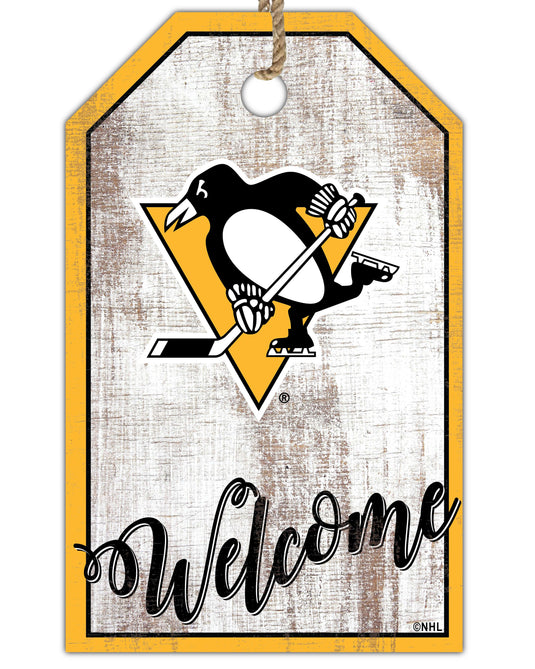 Fan Creations Holiday Home Decor Pittsburgh Penguins Welcome 11x19 Tag