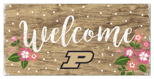 Fan Creations 6x12 Horizontal Purdue Welcome Floral 6x12 Sign