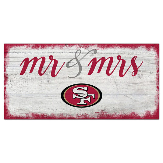 Fan Creations 6x12 Horizontal San Francisco 49ers Script Mr & Mrs 6x12 Sign