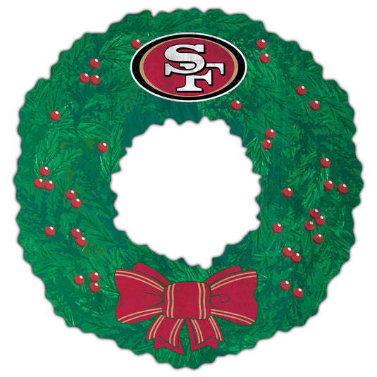 Fan Creations Holiday Home Decor San Francisco 49ers Team Wreath 16in